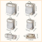 Compression Packing Cubes for Travel 6 Set Expandable Packing Organizers Durable Luggage Bags Organizers for Suitcases Travel Accessories (Beige)