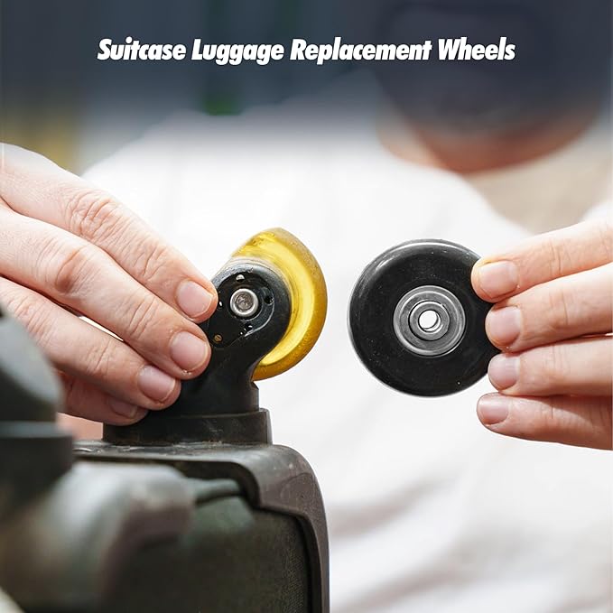 Zoofen 50 x 18mm Luggage Replacement Wheels 4 Pcs Rubber Suitcase Replacement Wheels Wear-Resistant Repair Casters for Luggage