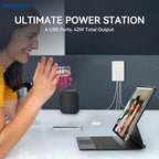 ELEGRP 42W Fast Charge & Power Delivery 4-Port USB Charger, Wall Outlet with 4 USB Ports, UL/CUL Listed, Wall Plate Included, 2 Pack, Matte White