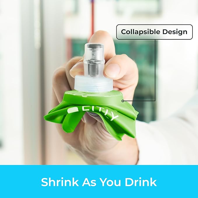 Soft Flask - Shrink As You Drink Soft Water Bottle for Hydration Pack - Folding Water Bottle Ideal for Running, Hiking, Cycling, Climbing & Rigorous Activity