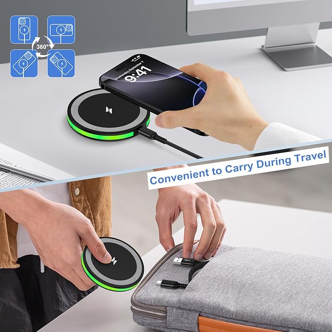 Samsung S25 FE Ultra Wireless Charger Fast Charging Pad 15W for Galaxy S25+ S25 Edge Z Fold7 Z Flip7 FE S24 Ultra S24+ S23,Pixel 10Pro Fold/XL/9a 8, Android Wireless Charger Station with QC3.0 Adapter