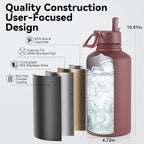 KXIAOCHEN Insulated Water Bottle, Stainless Steel Water Bottle, 2 Lids (Straw and Handle Lid),Wide Mouth Metal Water Bottles Keep Hot and Cold, Double Walled, Thermo Mug, Metal Canteen