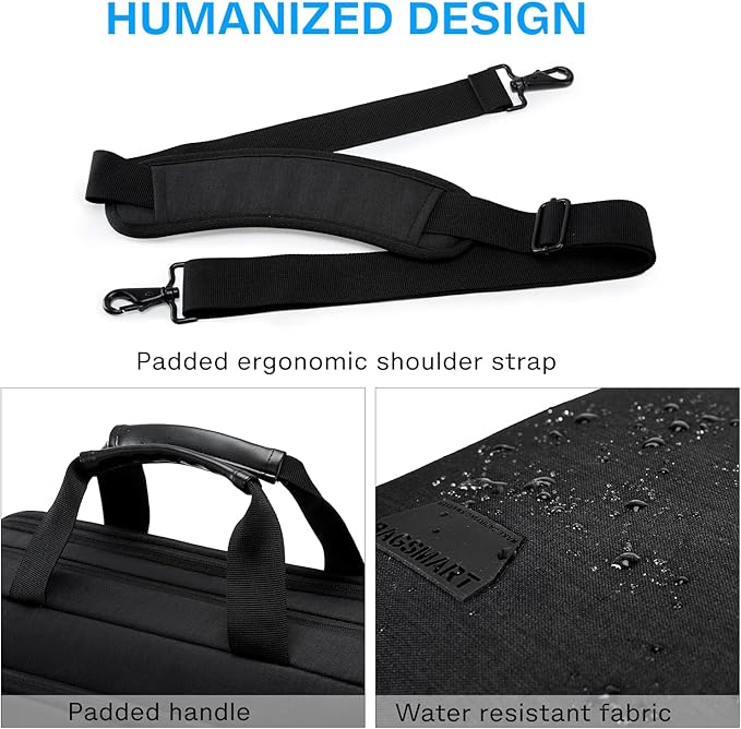BAGSMART 18 Inch Laptop Bag, Expandable Briefcase, Computer Bag Men Women, Laptop Shoulder Bag, Work Bag Business Travel Office - Black