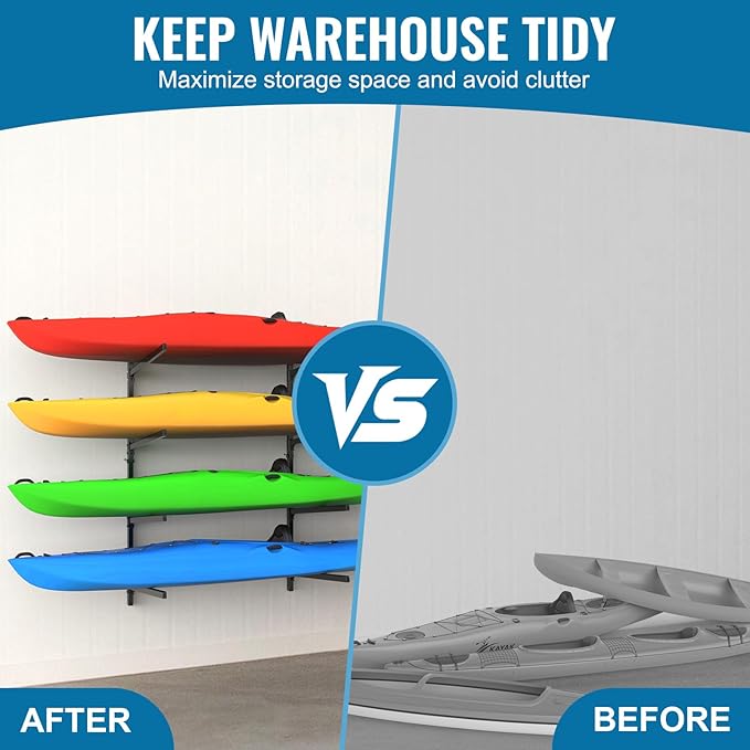 Kayak Rack for Outdoor Storage, Kayak Storage Rack, Adjustable Freestanding Kayak Rack Stand Holder for Paddleboard Surfboard for Indoor, Outdoor