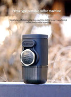 Portable Hand press Coffee Maker with with Capsule Compartment and Coffee Powder Bowl & Travel Mug - Compact Espresso Machine for Home, Travel, Manual Coffee Brewing