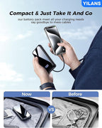 Portable Charger,42800mAh Power Bank Built-in Cable,22.5W PD USB C in & Out Fast Charging, External Battery Pack 6 Output & 2 Input, Travel Phone Charger for iPhone 17/16/15/14/13/12, Android (Black)