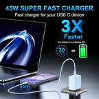 45W USB C Super Fast Charger Type C Charger Fast Charging Android Phone Charger Block with 8FT Type C Charging Cable for Samsung Galaxy S26 Ultra/S26/S26+/S25/S25 Ultra/S25+/S24 Ultra/S23 Ultra/S26