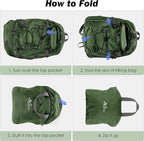 MoKo Hiking Backpack, 40L Large Capacity Camping Backpack with Multiple Pockets, Tear-Resistant Travel Daypack for Men Women, Packable and Lightweight Hiking Daypack for Travel Camping Outdoor, Olive