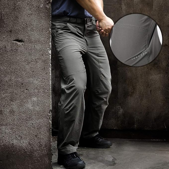 FREE SOLDIER Men's Outdoor Cargo Hiking Pants with Belt Lightweight Waterproof Quick Dry Tactical Pants Nylon Spandex
