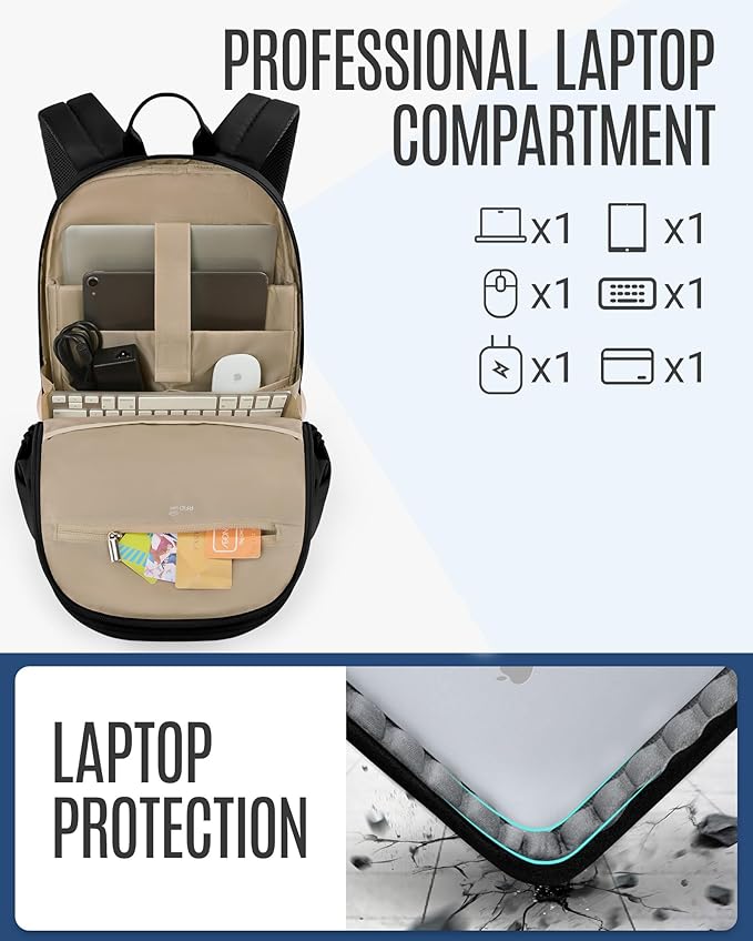 LIGHT FLIGHT Travel Backpack for Women, 15.6 Inch Laptop Backpack with USB Charging Hole, Water Resistant College Bookbag, Large Capacity Black Computer Backpacks for Work, Beige+Brown