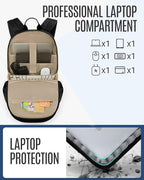 LIGHT FLIGHT Travel Backpack for Women, 15.6 Inch Laptop Backpack with USB Charging Hole, Water Resistant College Bookbag, Large Capacity Black Computer Backpacks for Work, Beige+Brown