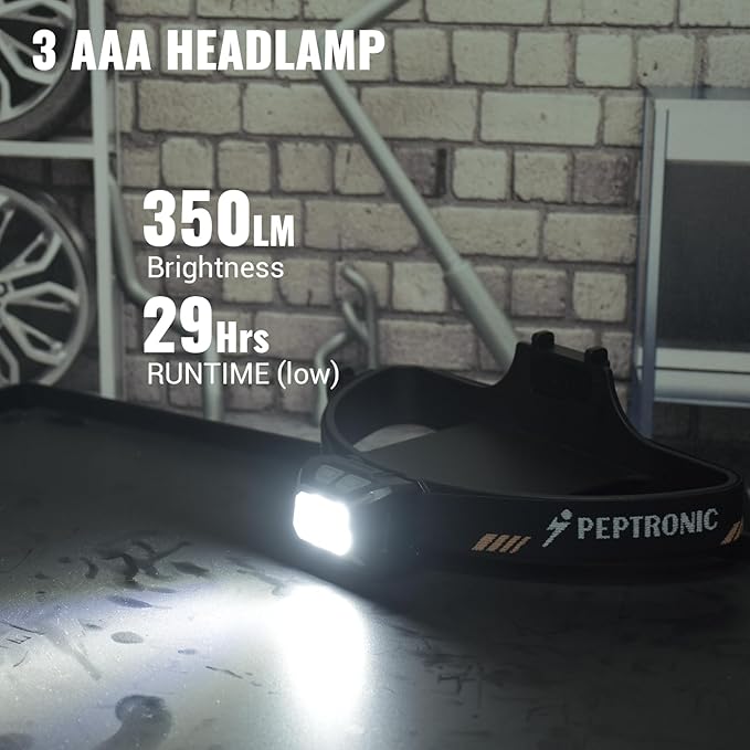 Camping Headlamp 2 Pack LED Battery Powered Dimming Head Lamps with Adjustable Headband IPX4 Waterproof Head Light 9 Modes Red White Green Light for Hiking, Running, Cycling