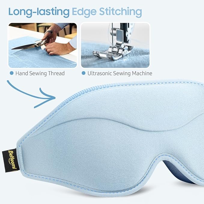 Sleep Mask, Premium Eye Mask for Sleeping, Total Blackout, Superior Soft Comfort, Upgraded 3D Ergonomic Designed Sleeping Mask for Home, Office, Travel, Meditation, Sky Blue