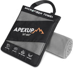 APEXUP Microfiber Travel Towel, Ultra Absorbent Quick Dry Towels, Lightweight Gym Sports Camping Towel for Workout, Yoga, Beach, Shower, Swimming (60"×30", Gray)