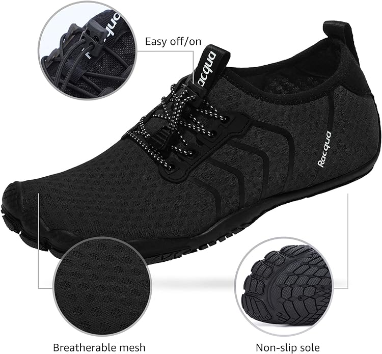 Racqua Water Shoes Quick Dry Barefoot Beach Aqua Sport Swim Surf Pool Hiking Diving Walking for Men Women