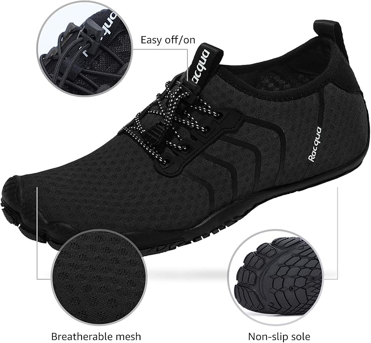 Racqua Water Shoes Quick Dry Barefoot Beach Aqua Sport Swim Surf Pool Hiking Diving Walking for Men Women