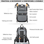 Seektop 40L Hiking Backpack Foldable Daypack for Women Men, Lightweight Travel Backpack Carry on Flight Approved Work Business Leisure Bag (Gray)