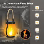 Hompavo Gen2 Solar Lanterns Outdoor Waterproof with Realistic Flickering Flame, Dual Charging (USB/Solar) & 2 Modes - Decorative Hanging/Table Lights for Yard Patio Garden Halloween Christmas Decor, 4