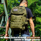Military Tactical Backpack 45L Large Tactical Backpack for Men, Hiking Rucksack With Bottle Holder