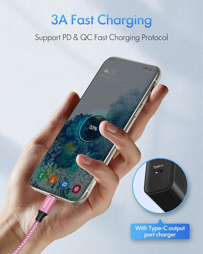 etguuds Pink USB C to USB C Cable 3ft, 2-Pack 60W USBC to USBC Cord, Type C to C Charger Cable Fast Charging for iPhone 17 16 15 Pro Max Plus Air, Samsung Galaxy S25 S24 S23, for MacBook/iPad, Pixel