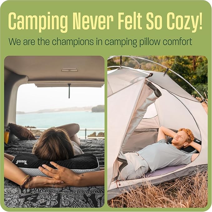 Camping Pillow: Dual Cover, Memory Foam Travel Pillow, Medium Firm Camp Pillow, Camping Pillows for Sleeping, 5 Layers for Support, Small Travel Pillow,Small Portable Pillow 10x16 Inches (Black)