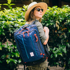 Topo Designs Global Travel Bag – 30L or 40L - Carry-On Compliant Most Airlines, Durable Travel Duffel Bag, Clam Shell Main Pocket, Laptop Sleeve, Backpack, Luggage (30L / Navy/Sahara)