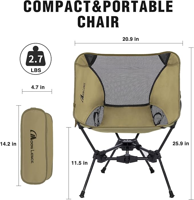 MOON LENCE 2 Pack Portable Camping Chairs Backpacking Chair - The 4th Generation Ultralight Folding Chair - Compact, Lightweight Foldable Chairs for Hiking Mountaineering, Beach