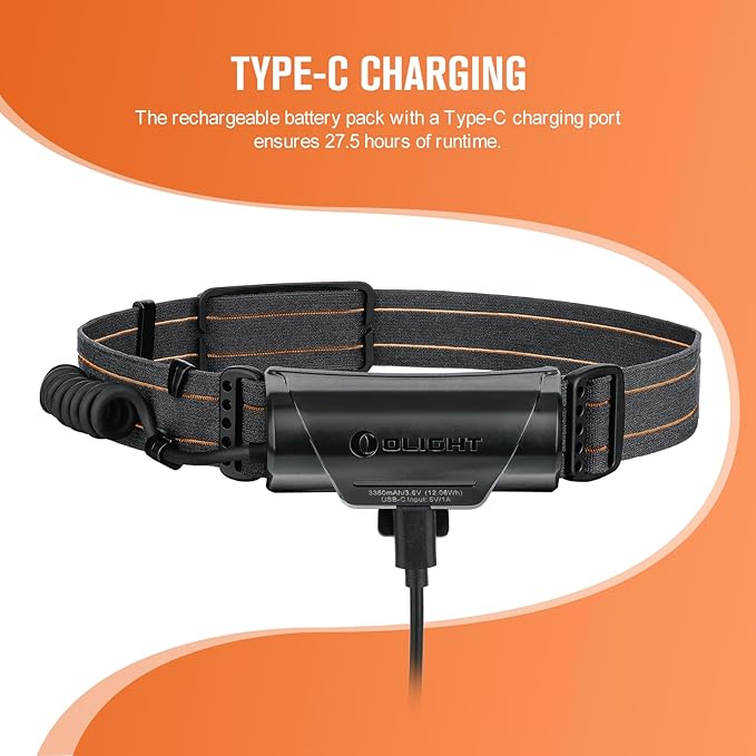 OLIGHT Array 2 Pro 1500 Lumens Headlamp with Red Light Option, Powered by USB-C Rechargeable LED Headlight with Motion Sensor for Outdoors, Camping, Running, Working (Orange)