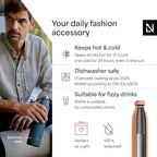 LARS NYSØM Stainless Steel Insulated Water Bottle 12 oz 17 oz 25 oz 34 oz 51 oz | Insulated Thermo Flask for Hot and Cold Beverages | Leakproof Drinking Bottle (Pumpkin Orange, 33.8 oz)