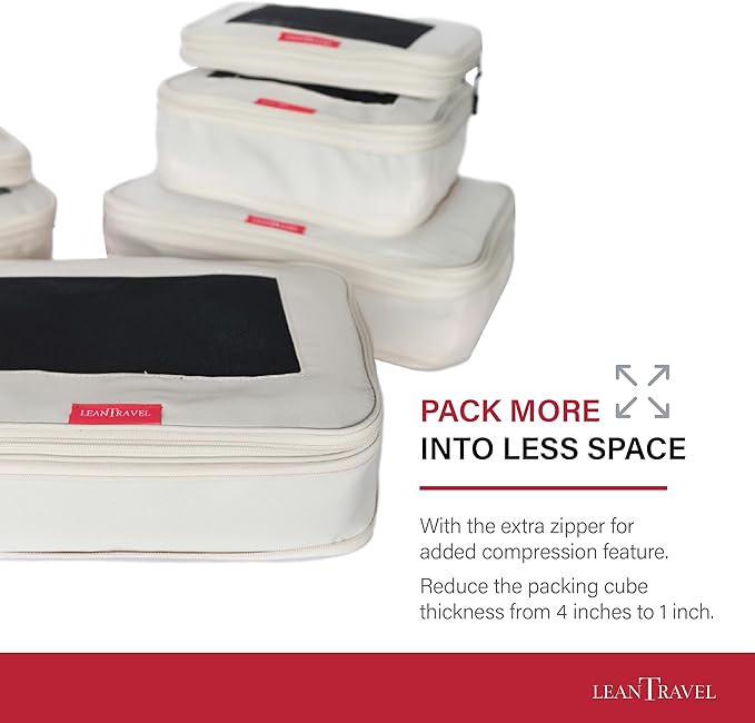 Compression Packing Cubes for Travel Organizers with Double Zipper, LeanTravel
