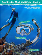 Snorkel Set Adults Snorkeling Gear Anti-Fog Panoramic View Swim Mask Dry Top Snorkel Kit with Carry Bag for Snorkeling Scuba Diving Swimming Travel