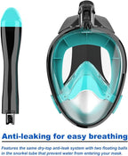 Full Face Snorkel Mask, Diving Mask for Kids and Adults,180° Panoramic View Snorkel Mask with Camera Mount, Safe Breathing, Anti-Leak&Anti-Fog