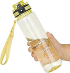 OLDLEY Water Bottle, 32oz Motivational Sports Water Bottle with Time Marker - Times to Drink - Tritan, BPA Free, Wide Mouth Leakproof, Clear Star (1 Bottle)