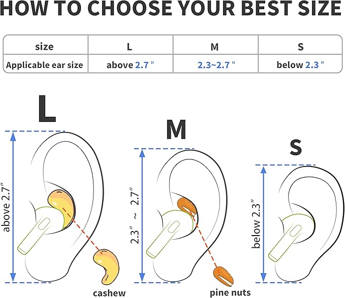 Ear Hooks 2 Pairs for AirPods Pro 2 & 1, AirPods 4 & 3 & 2 & 1, Airpod Ear Hook, Anti-Slip Comfortable Fit, Ergonomic Design, AirPods Accessories (Large, White)