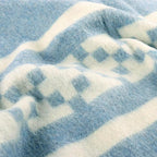 Inca Wall - Thick Alpaca Wool Blanket Heavyweight Camping Outdoors Indoors Soft Peru Queen Size New Ethnic Design (Soft Blue/Ivory, Queen Size)