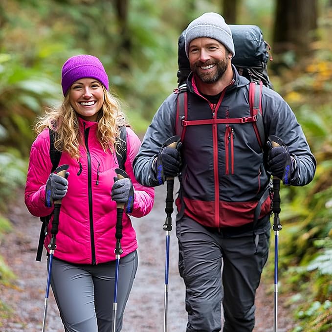 Walking Sticks for Men & Women - 14.5" Foldable Hiking Poles for Backpacking, Exercising and Traveling, Set of 2 Aluminum Nordic Collapsible Trekking Poles