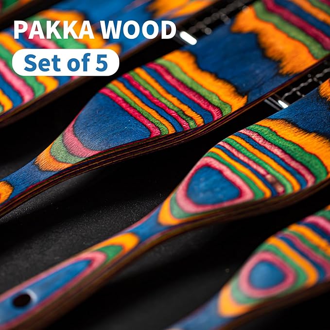 Pakkawood Spurtle Set, Gudamaye 5 Pcs Pakkawood Kitchen Utensils, Wooden Spoons for Cooking, Wooden Utensils for Cooking, Spurtles Kitchen Tools As Seen On Tv, Camping Cookware, Halloween Decorations