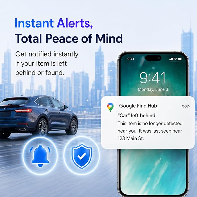 GPS Tracker for Vehicles,Magnetic Waterproof Car Tracker, No Monthly fees, Mini Portable GPS Tracker for Cars, Trucks, Motorcycle, Anti-Theft（Android Only）