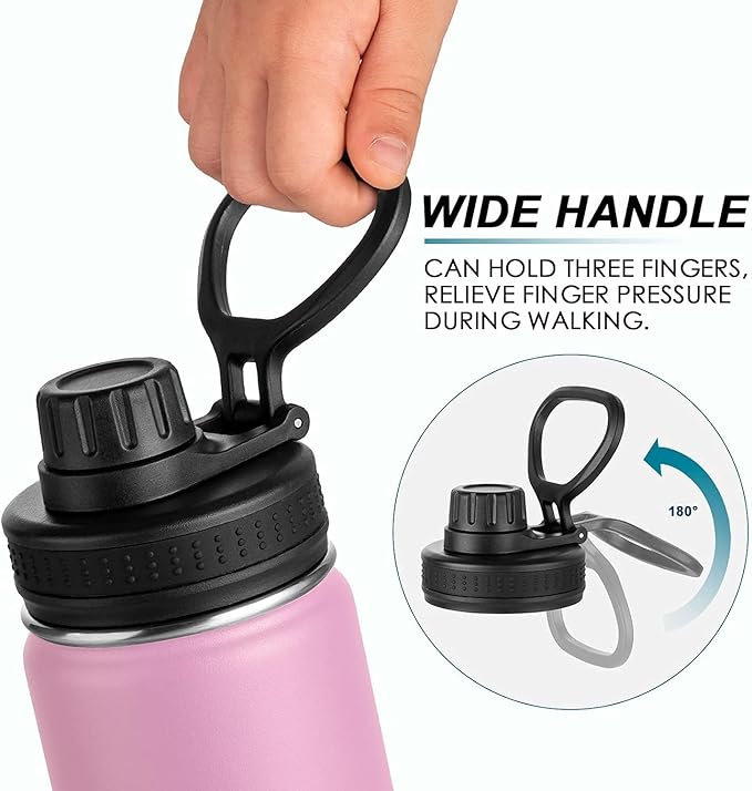 KOODEE 26 oz Water Bottle Stainless Steel Double Wall Vacuum Insulated Sports Bottle with Leakproof Spout Lid (Pink)