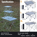 iClimb Ultralight Compact Camping Folding Table with Carry Bag (Reinforced Silver - L)
