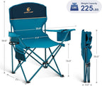 LET'S CAMP Camping Chair 2 Pack Folding Chair with 3-Can Cooler Bag Portable Lawn Chair with Cup Holder,Storage Pocket, Supports 225LBS, Collapsible Chair for Camp, Beach, Picnic (Blue)