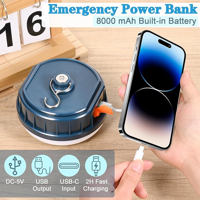 LED Hanging Camping Lantern Rechargeable Essentials, 200W Outdoor Camping Tent Lights for Camping Decor, 4000LM Waterproof Backpacking Lanterns for Power Outages, Emergency, Hurricane, Hiking