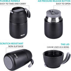 Insulated Thermo Food Jar for Hot & Cold Food for Kids Adult, 17 oz Soup Thermal Hot Food Containers for Lunch, Triple Layer Insulation Stainless Steel Food Jar with Spoon (Black)