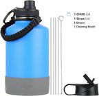 Drinco Stainless Steel Water Bottle Spout Lid Vacuum Insulated Double Wall Water Bottle Wide Mouth (64oz 40oz 32oz 22oz 18oz 14oz) Leak Proof Keep Cold Sport Camping Hiking (64 oz, 64oz Royal Blue)