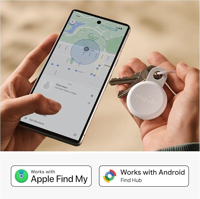 Chipolo LOOP - Rechargeable Bluetooth Tracking tag, Item Locator for Keys & Bags, Compatible with Apple Find My or Find Hub on Android, Out of Range Alerts for Android & Call Your Phone