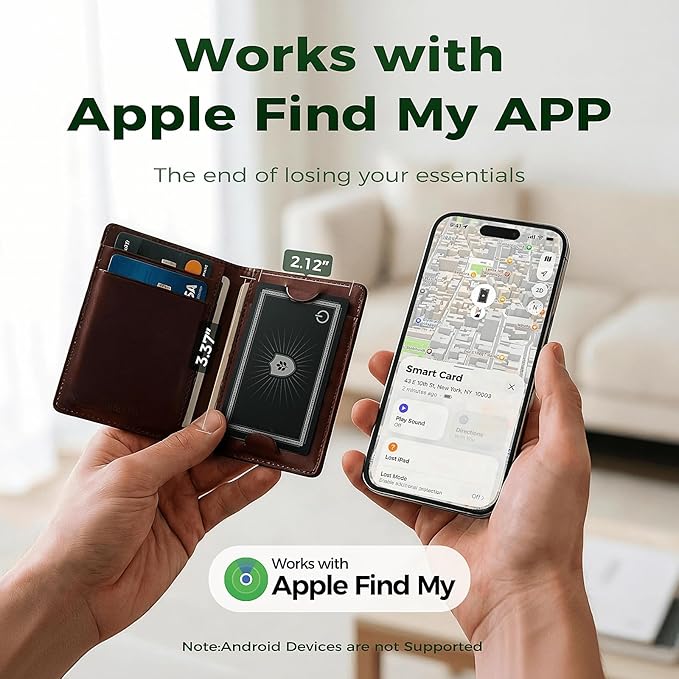 [2026 New] Wallet Tracker Card for Apple Find My (iOS Only) - Ultra Slim Rechargeable Bluetooth Tracker, IP68 Waterproof Smart Finder & Item Locator for Keys, Wallet, Bags, Luggage Tags（1- Pack）