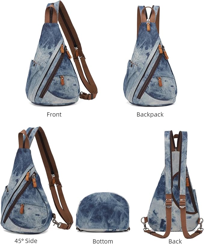 KL928 Canvas Sling Bag - Small Crossbody Backpack Shoulder Casual Daypack Rucksack for Men Women(Large Version)