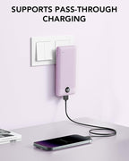 VRURC Portable Charger Built-in Cables and AC Wall Plug, USB C Power Bank 10000mAh, Travel Essentials Phone Charger Compact Lightweight External Battery Pack for Smart Phones, Tablets etc-Purple