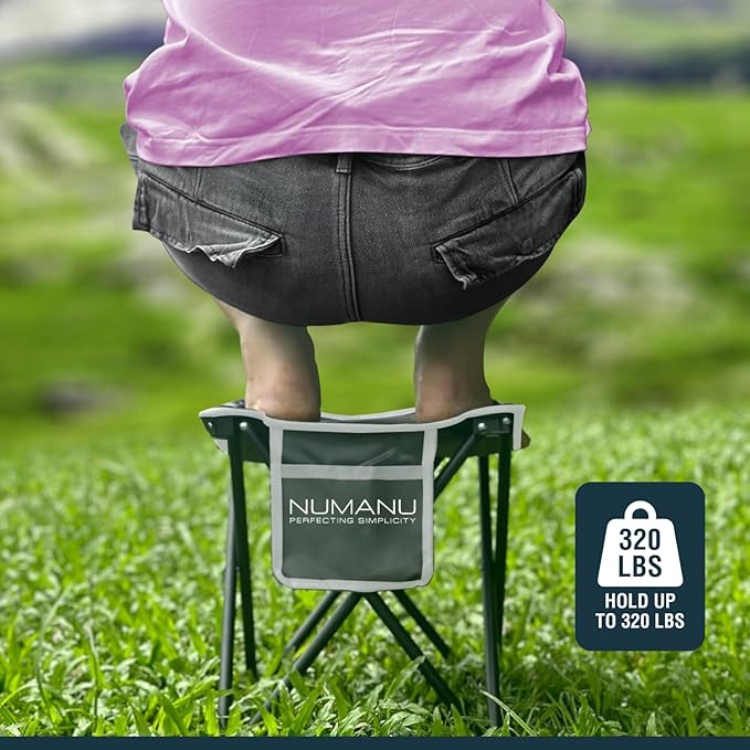 Portable Camping Stool 2-Pack & Carry Bags, Foldable Travel Seat or Retractable Foot Rest for Outdoors, Portable Folding Pop Up Stool Gift for Camping & Outdoors - Max Weight 320lbs