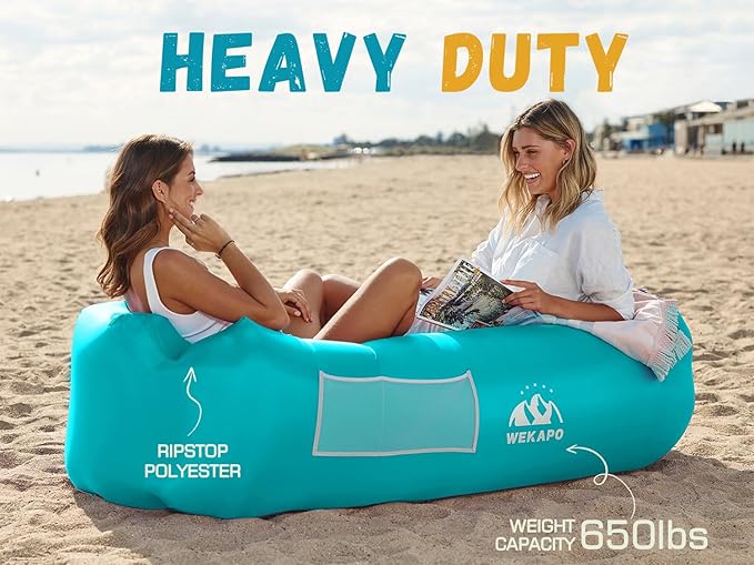 WEKAPO Inflatable Sun Lounger, Air Sofa, Hammock, Portable, Waterproof and Leak-Proof, Ideal for Backyard, Beach, Travel, Camping, Picnics and Music Festivals